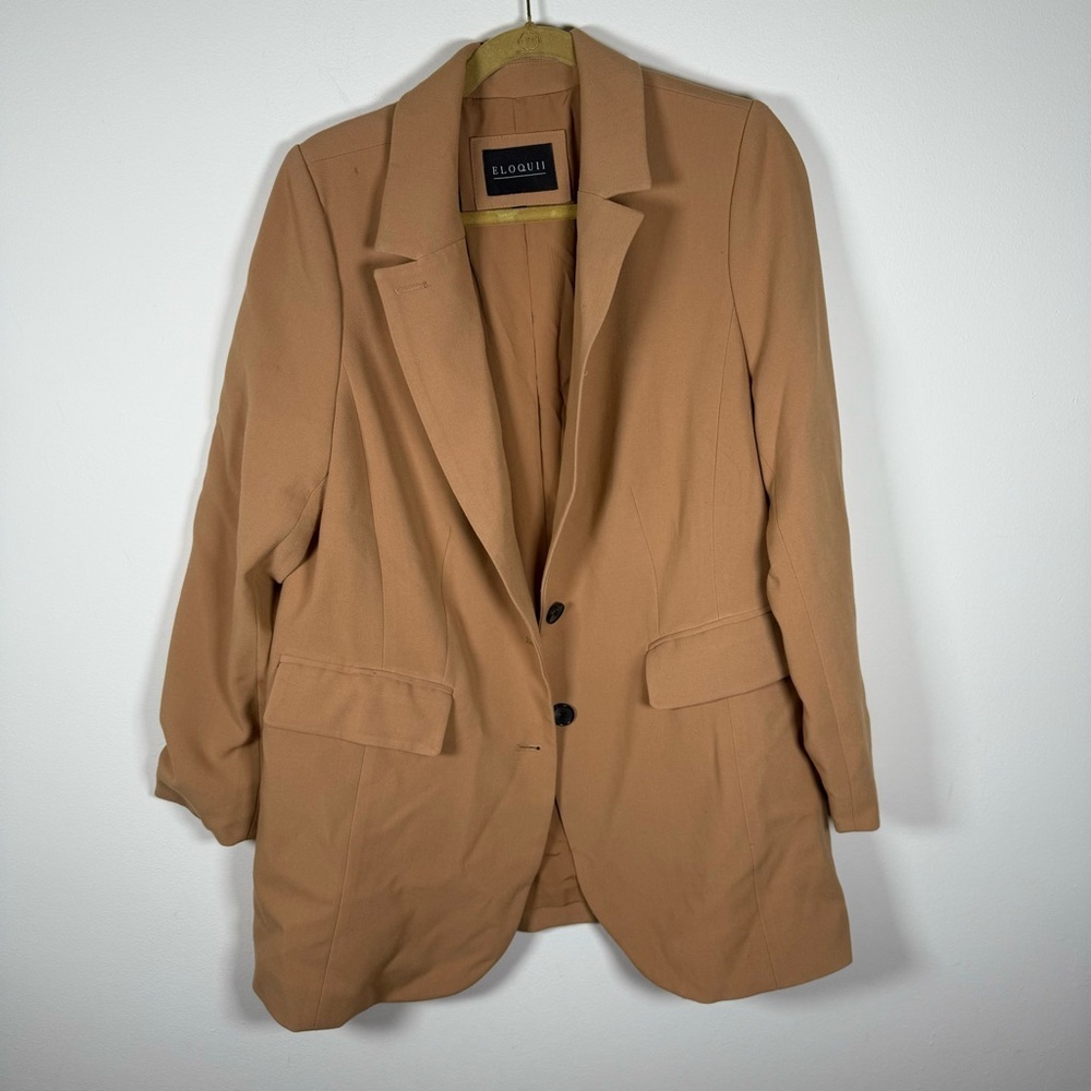 Eloquii The 365 Semi Stretch Two Button Blazer Tan Size 16 - Picture 2 of 13